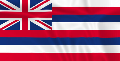 Illustration waving state Usa flag Hawaii