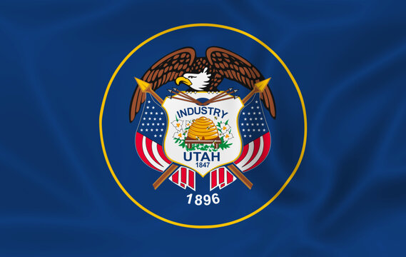 Illustration waving state Flag of Utah