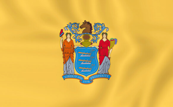 Illustration waving New Jersey state flag