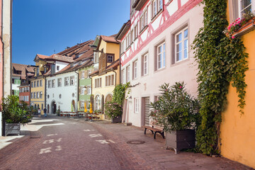 Fototapeta na wymiar Oberstadt Meersburg am Bodensee entzerrt sonnig