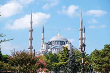 Close up of The Blue Mosque in Istanbul, also known as the Sultan Ahmed Mosque