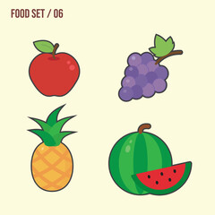 Food vector icons on white background.
