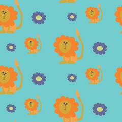 Fototapeta premium vector seamless pattern with fantastic lions