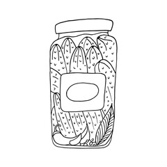 pickled cucumbers in a jar
