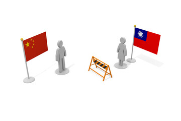 Taiwan and China. flags and people. relationship between the two countries.