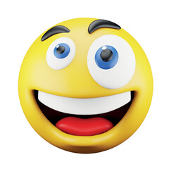 Laugh emoji face 3d rendering isometric icon.
