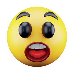 Astonished emoji face 3d rendering isometric icon.