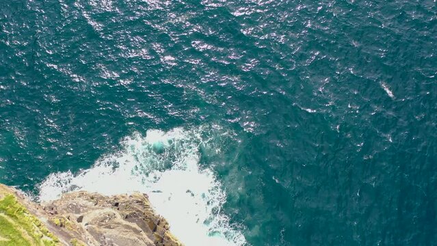 Aerial view of the Dun Briste sea stick at Downpatrick head, County Mayo - Republic of Ireland