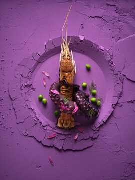 Naklejki Squid with lobster