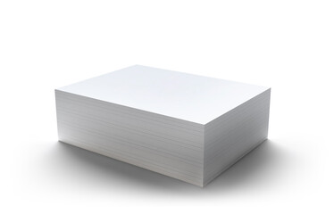 Neat stack of paper sheets isolated on white background. Documents. 3d illustration