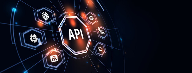 API - Application Programming Interface. Software development tool. Business, modern technology, internet and networking concept. 3d illustration