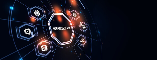 Industry 4.0 Cloud computing, physical systems, IOT, cognitive computing industry. 3d illustration