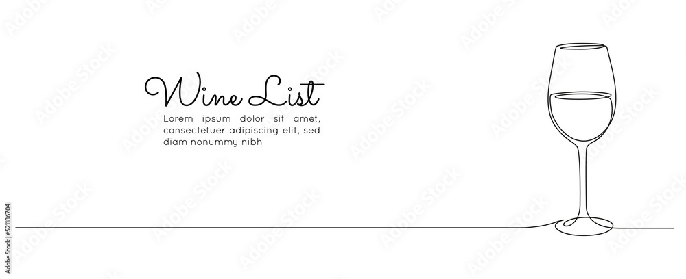 Leinwandbilder Continuous one line drawing of glasses of red wine. Minimalist menu concept and celebrate toast and cheering drink in simple linear style. Editable stroke. Doodle Vector illustration