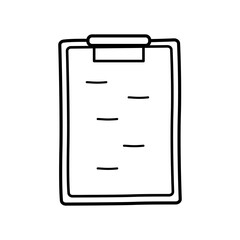 Tablet with paper, doodle vector illustration stand for stationery or office paper.