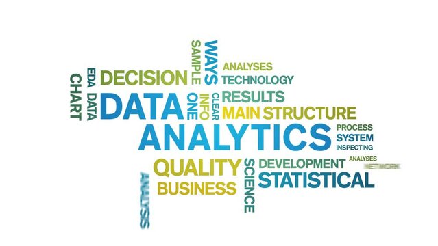 4k Data Analytics Animated Tag Word Cloud;Text Design big data Animation typography seamless loop.