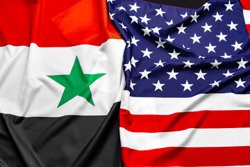 United States of America flag and Syria flag together