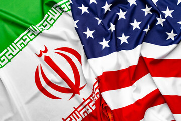 United States of America flag and Iran flag together