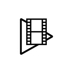 Movie Icon, Video Sign, Film Icon Sign Vector Isolated on White Artboard