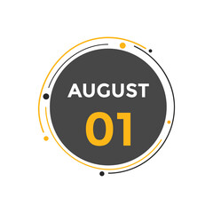 august 1 Calendar icon Design. Calendar Date 1st august. Calendar template 
