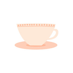 Flat style cup and dish vector illustration