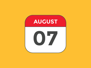 august 7 Calendar icon Design. Calendar Date 7th august. Calendar template 
