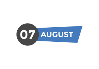 august 7 Calendar icon Design. Calendar Date 7th august. Calendar template 
