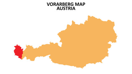 Vorarlberg regions map highlighted on Austria map.