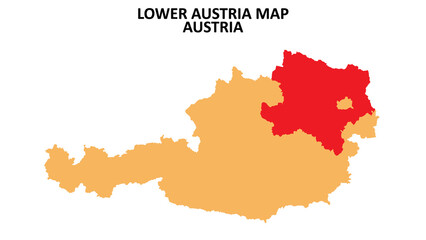 Lower Austria regions map highlighted on Austria map.