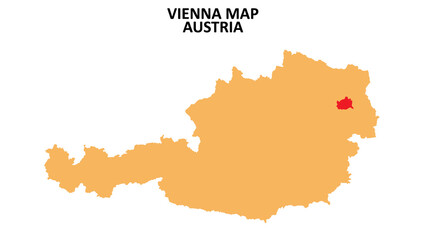 Vienna regions map highlighted on Austria map.