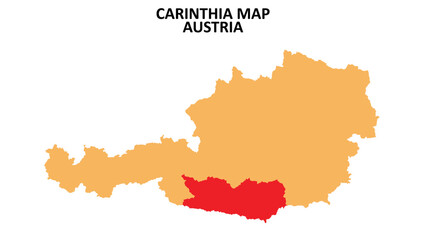 Carinthia regions map highlighted on Austria map.