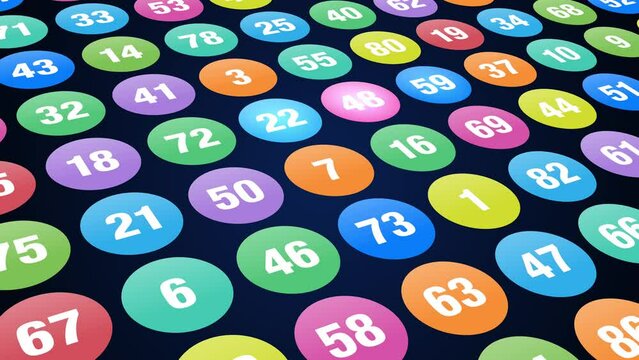Bingo colored balls. Motion graphics background 4k