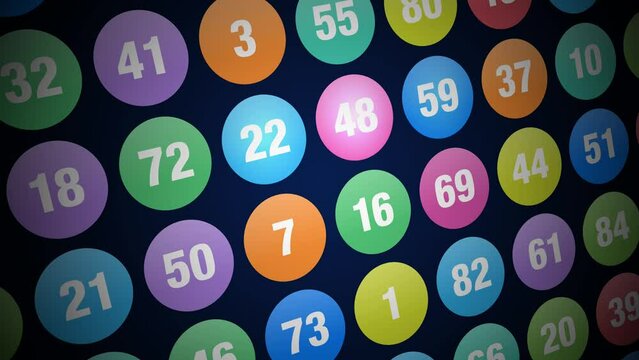 Bingo colored balls. Motion graphics background 4k