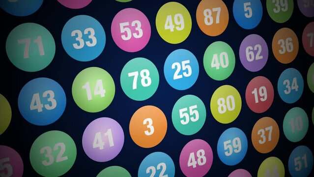 Bingo colored balls. Motion graphics background 4k