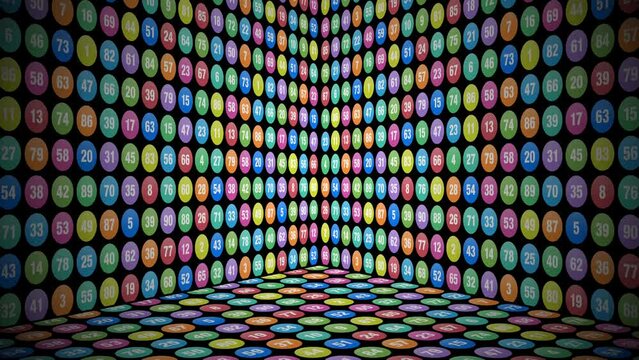 Bingo colored balls. Motion graphics background 4k