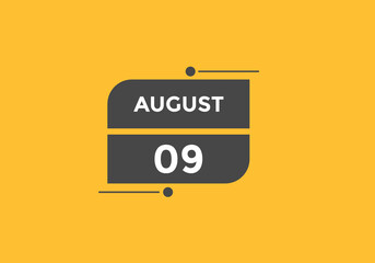 august 9 calendar reminder. 9th august daily calendar icon template. Vector illustration 
