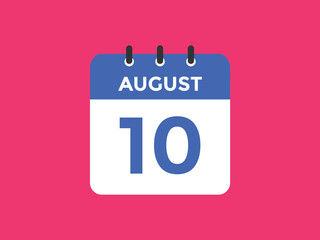 august 10 Calendar icon Design. Calendar Date 10th august. Calendar template 

