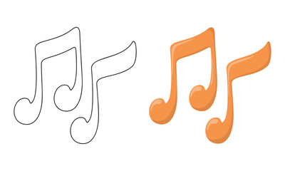 Set of vector illustrations Musical Notes isolated on white background in line art and casual style