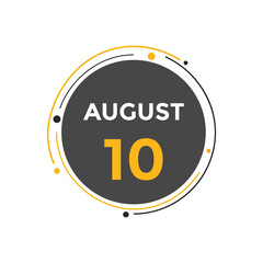 august 10 Calendar icon Design. Calendar Date 10th august. Calendar template 
