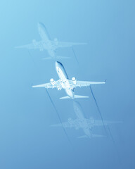 Graphic airplane flight over blue sky