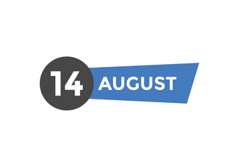 august 14 calendar reminder. 14th august daily calendar icon template. Vector illustration 
