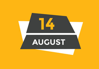 august 14 calendar reminder. 14th august daily calendar icon template. Vector illustration 
