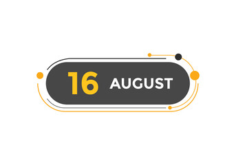 august 16 Calendar icon Design. Calendar Date 16th august. Calendar template 
 - obrazy, fototapety, plakaty