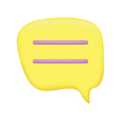 Modern 3D Minimal yellow chat bubble on white background. Concept of social media messages. Render illustration
