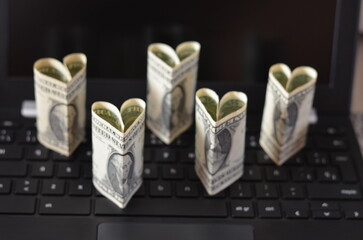 Make money online. Dollar bills