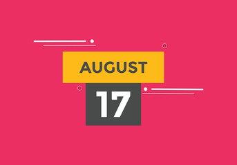 august 17 Calendar icon Design. Calendar Date 17th august. Calendar template 
