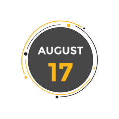 august 17 calendar reminder. 17th august daily calendar icon template. Vector illustration 
