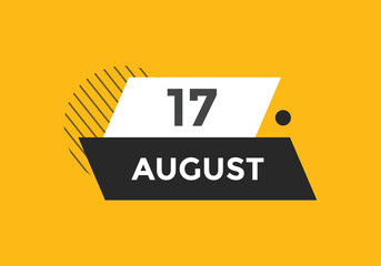 august 17 calendar reminder. 17th august daily calendar icon template. Vector illustration 
