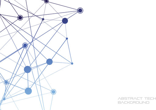 Structure of particles or molecules. Connected line and dots.