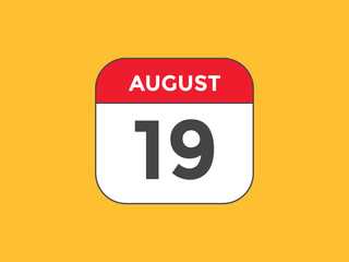 august 19 Calendar icon Design. Calendar Date 19th august. Calendar template 
