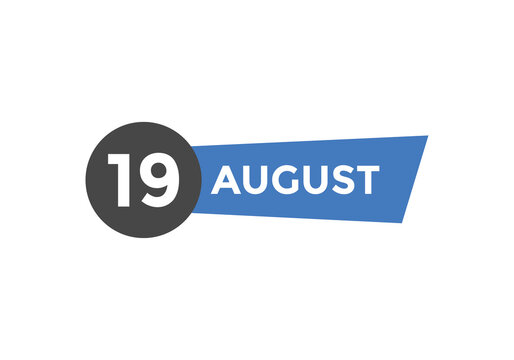 august 19 Calendar icon Design. Calendar Date 19th august. Calendar template 
